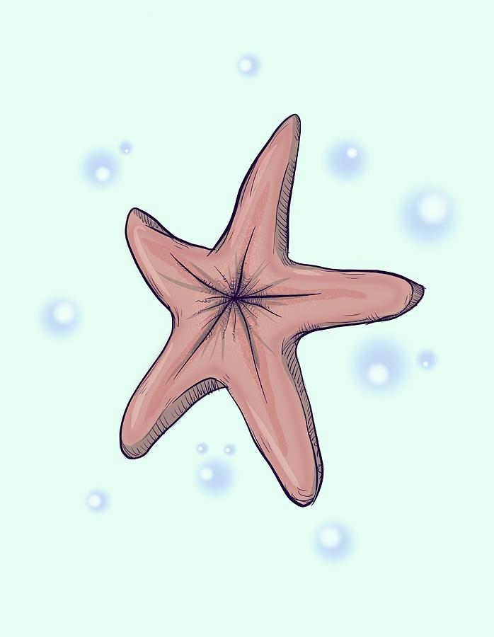Fish Drawing - Chocolate Starfish #1 by Ludwig Van Bacon