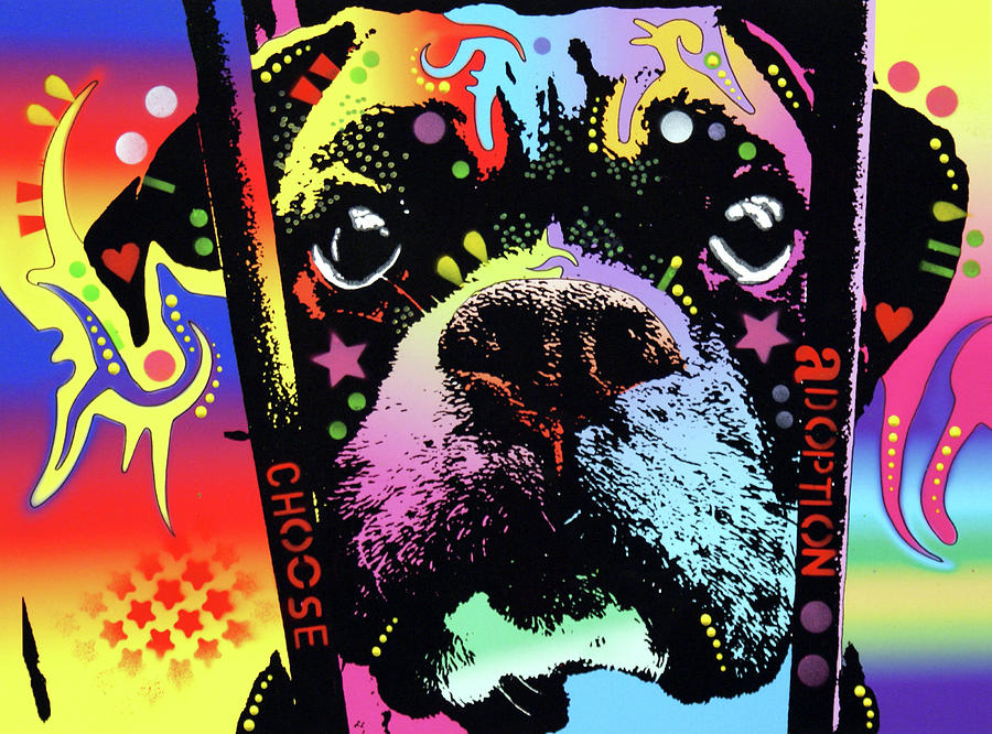 Animal Mixed Media - Choose Adoption Boxer #1 by Dean Russo