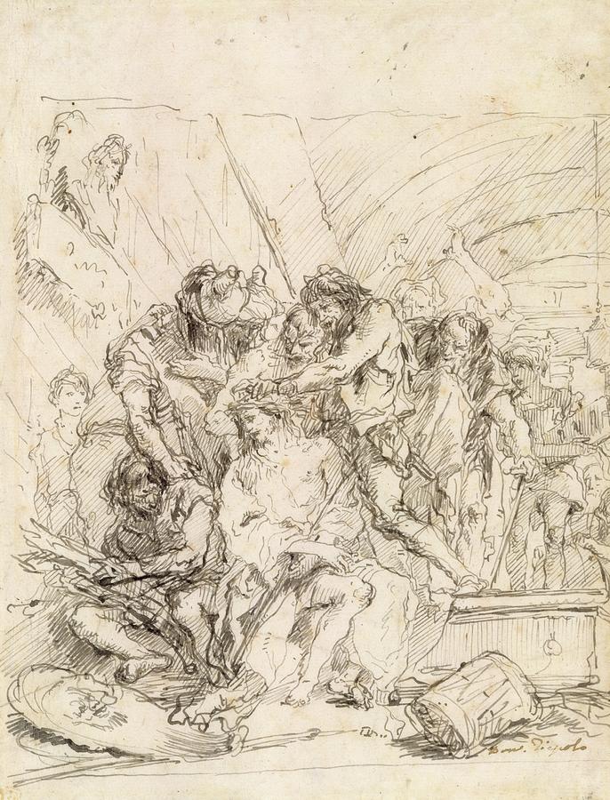 Sketch Drawing - Christ Crowned With Thorns by Giovanni Domenico Tiepolo