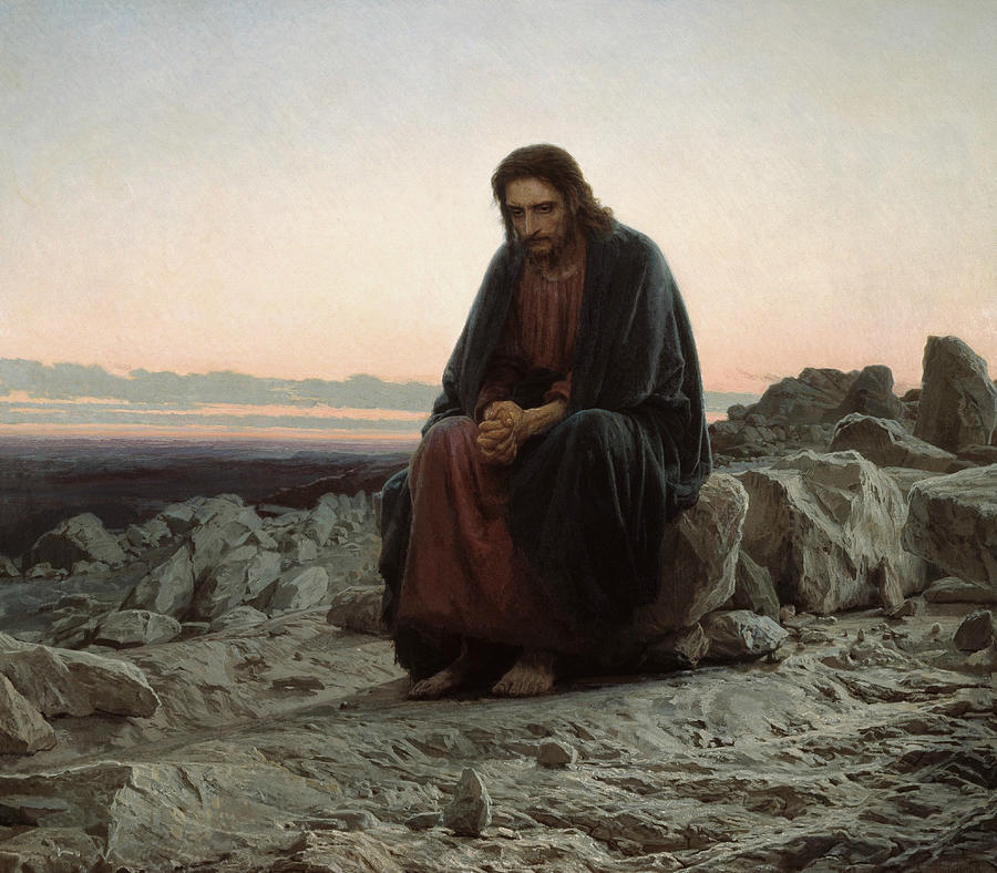 Christ in the Wilderness, from 1872 Painting by Ivan Kramskoy