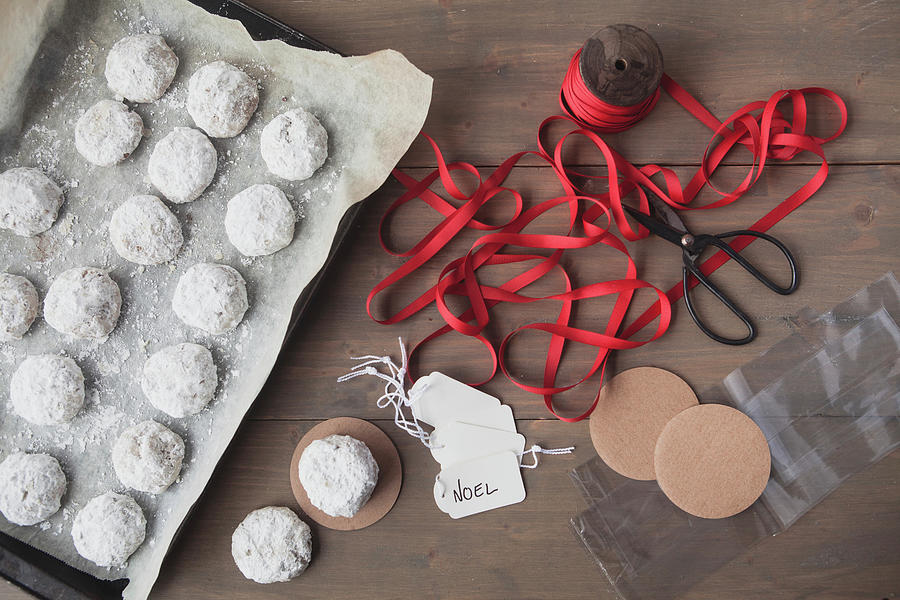 Christmas Biscuits And Packaging For Gifting #1 Photograph by Debra Cowie