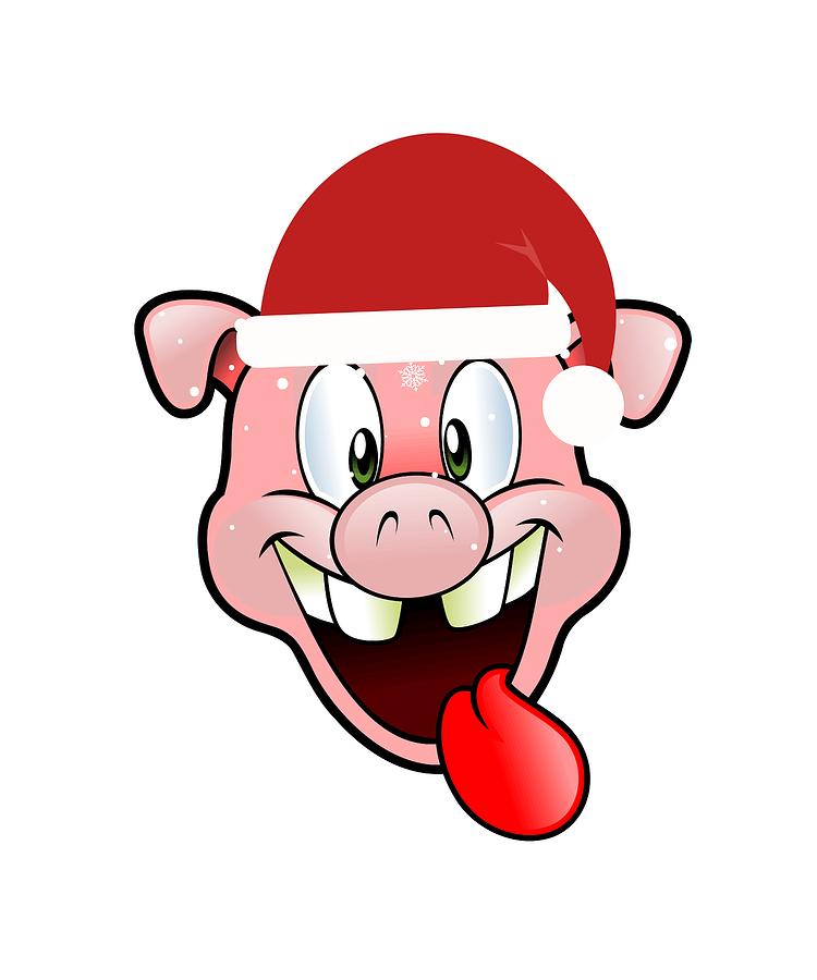 Christmas Pig In Santa Hat