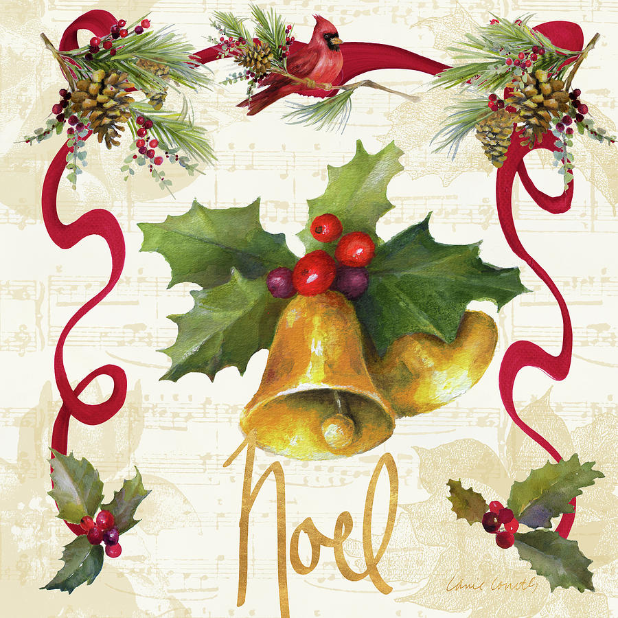 Christmas Mixed Media - Christmas Poinsettia Ribbon IIi #1 by Lanie Loreth
