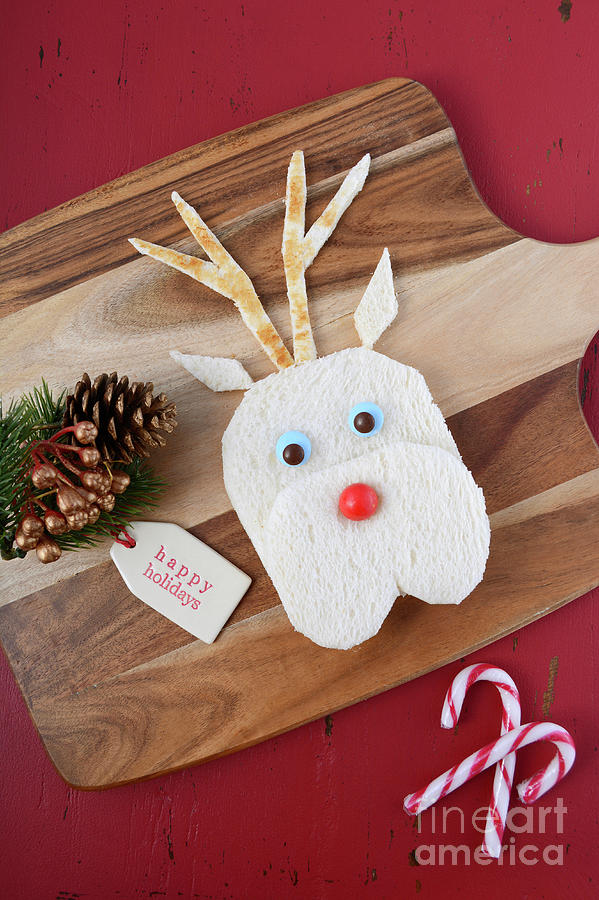 Candy Photograph - Christmas Reindeer Face Sandwich #1 by Milleflore Images