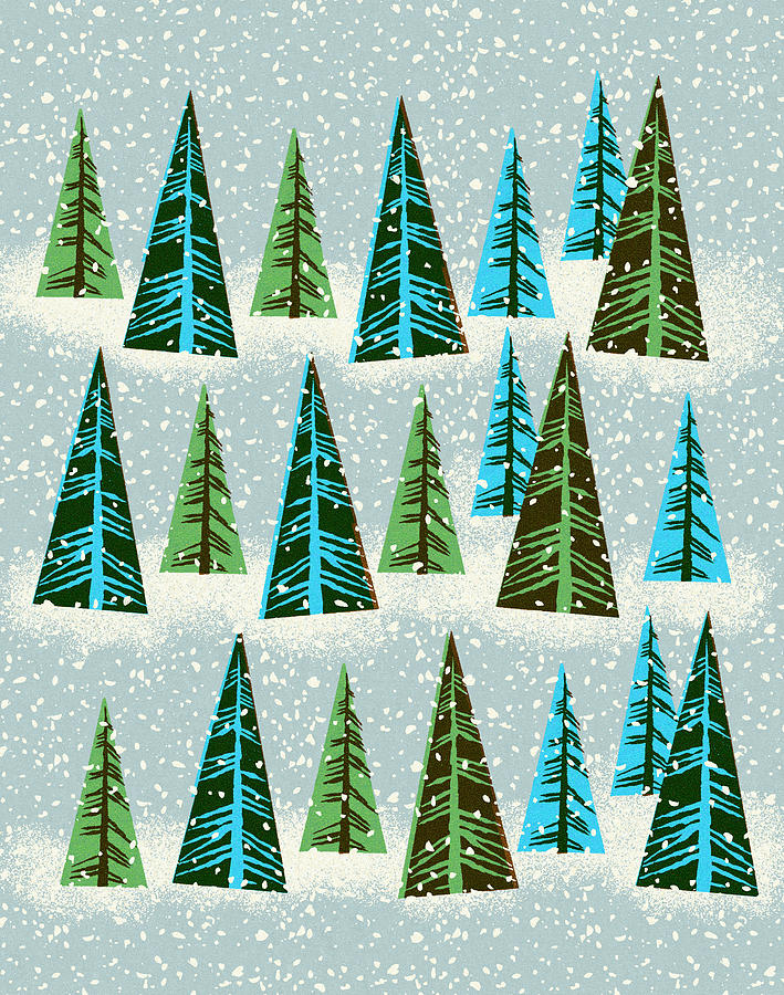 Abstract Drawing - Christmas Trees #1 by CSA Images
