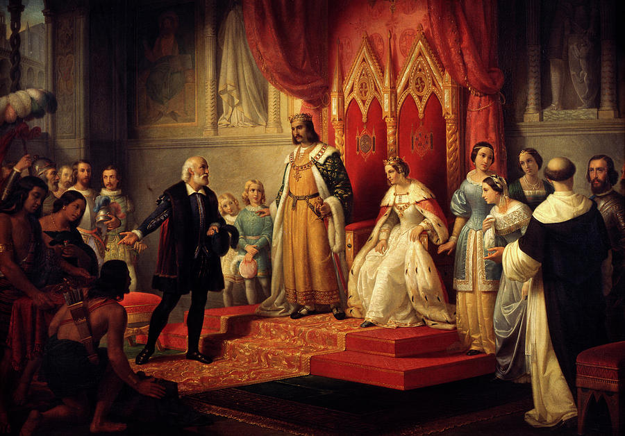 Painting Painting - Christopher Columbus At The Court Of The Catholic Monarchs by Juan Cordero Painting Painting - Christopher Columbus At The Court Of The Catholic Monarchs by Juan Cordero