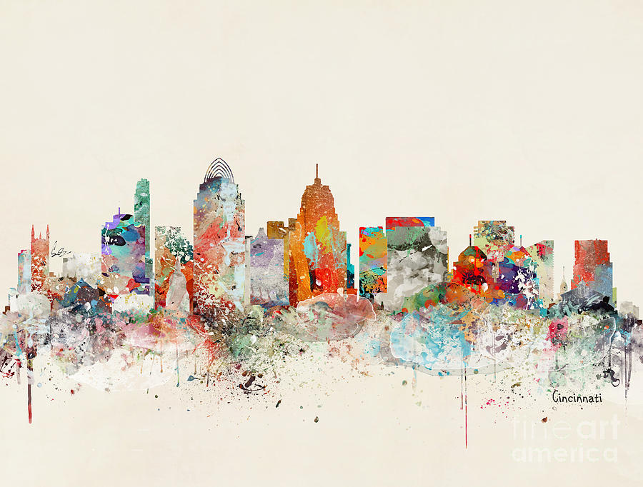 Cincinnati Painting - Cincinnati Ohio Skyline #1 by Bri Buckley