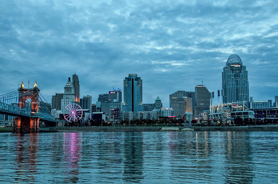 Cincinnati Photograph - Cincinnati Skyline at Night #2 by Phyllis Taylor