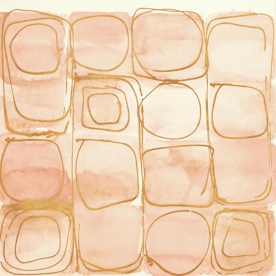 Abstract Painting - Circular Squares Of Peach #1 by Lanie Loreth