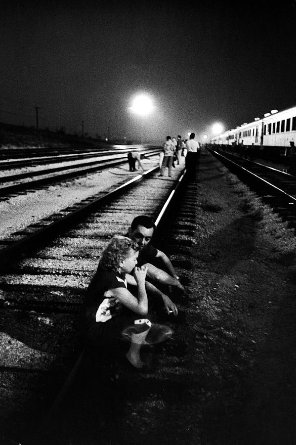 Celebrity Photograph - Circus People On Railroad Tracks #1 by Alfred Eisenstaedt