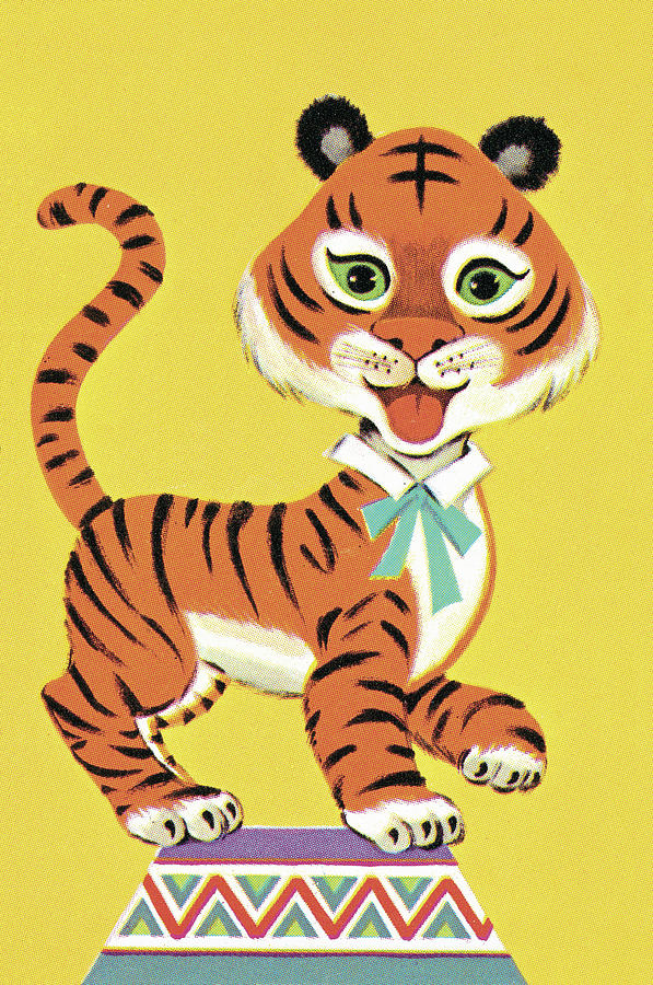 Vintage Drawing - Circus tiger #1 by CSA Images