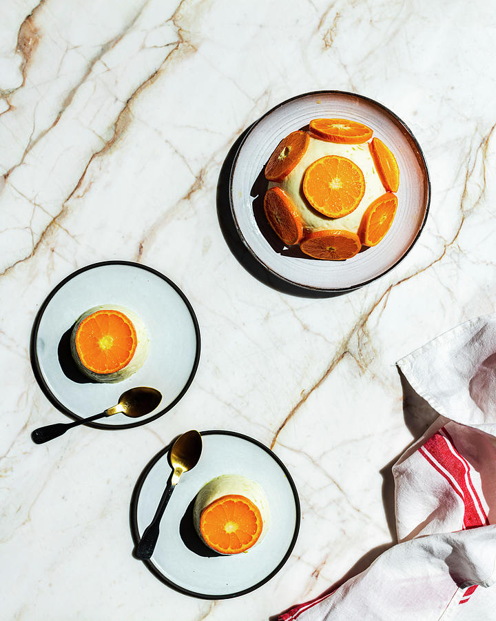 Citrus Panna Cotta With Mandarin Slices #1 Photograph by Hein Van Tonder