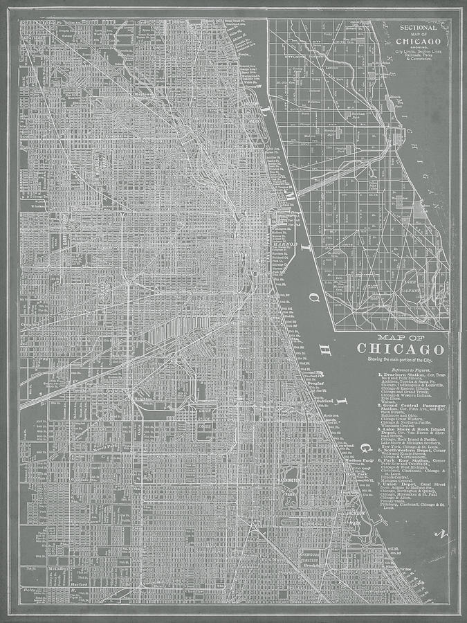 Map Painting - City Map Of Chicago #1 by Vision Studio