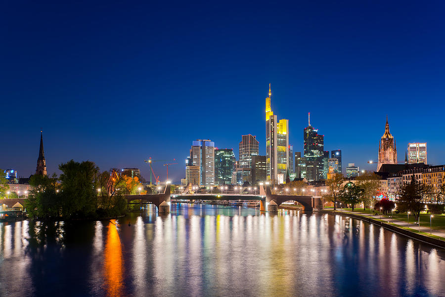 Architecture Photograph - City Of Frankfurt Am Main Skyline #1 by Prasit Rodphan
