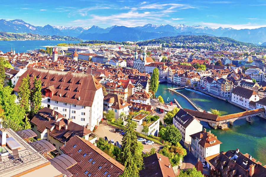 City Of Luzern Panoramic Aerial View Photograph By Brch Photography 