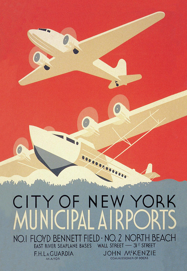 City of New York Municipal Airports (WPA) #1 Painting by Harry Herzog