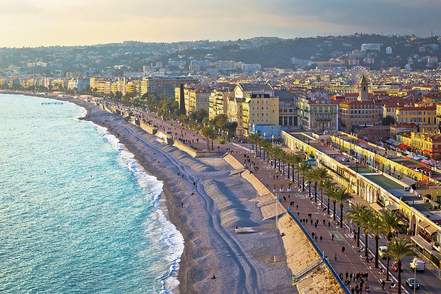 City of Nice Promenade des Anglais waterfront and beach view #1 Photograph by Brch Photography