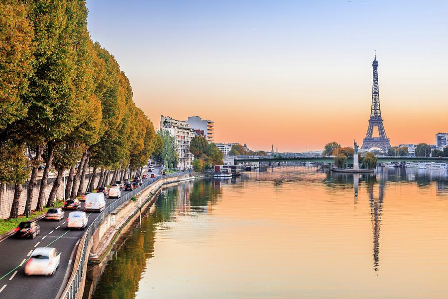 City Of Paris Along The Seine River #1 Digital Art by Antonino Bartuccio