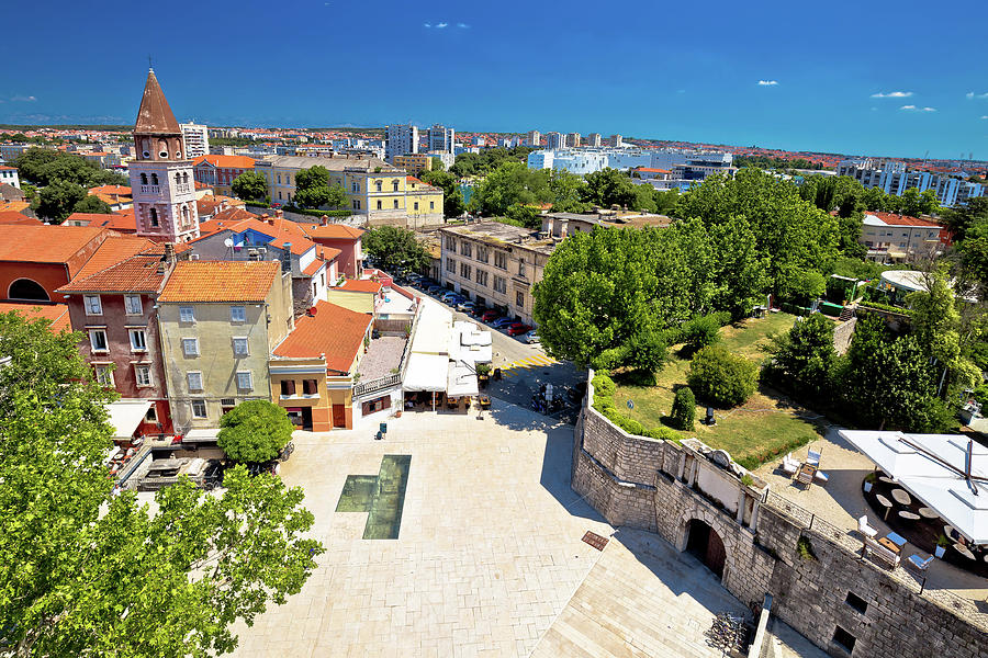 City of Zadar landmarks and cityscape aerial view #1 Photograph by Brch Photography