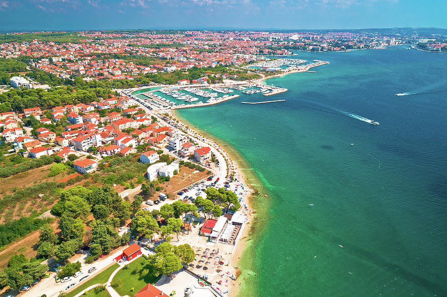 City of Zadar waterfront aerial summer view #1 Photograph by Brch Photography