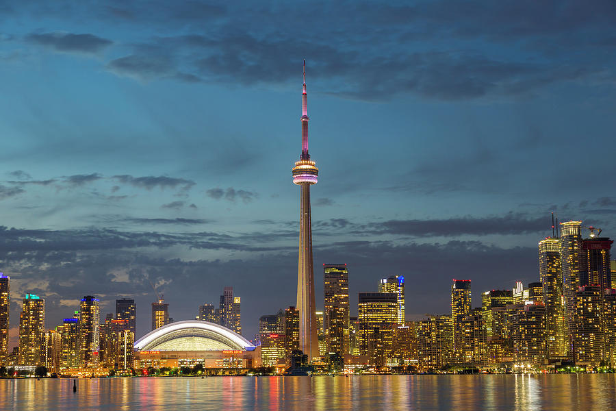 City Skyline At Dusk Cn Tower, Toronto Photograph by Panoramic Images ...