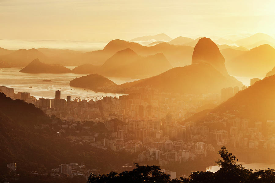 Cityscape & Sugarloaf, Brazil #1 Digital Art by Antonino Bartuccio