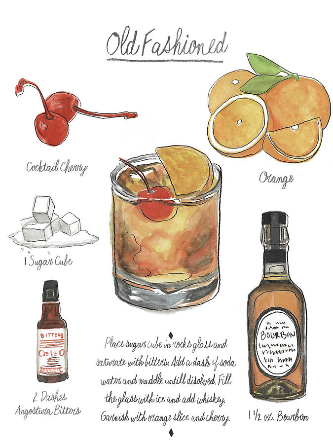 Inspirational Painting - Classic Cocktail - Old Fashioned #1 by Naomi Mccavitt