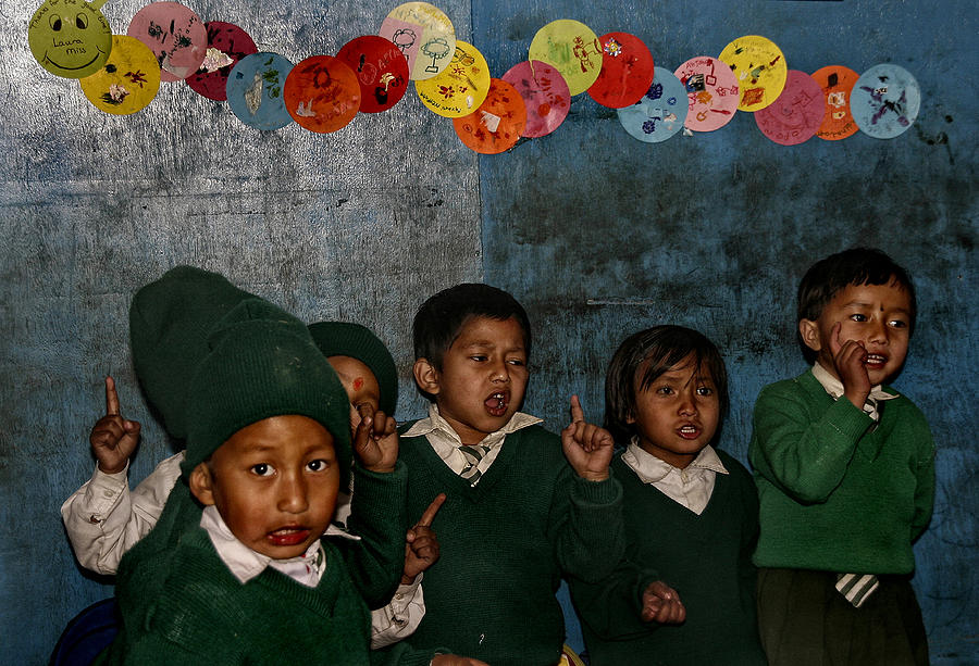 Nepal Photograph - Classroom Song #1 by Yvette Depaepe