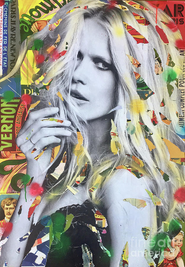 The Rolling Stones Mixed Media - Claudia Schiffer by Diana Eger