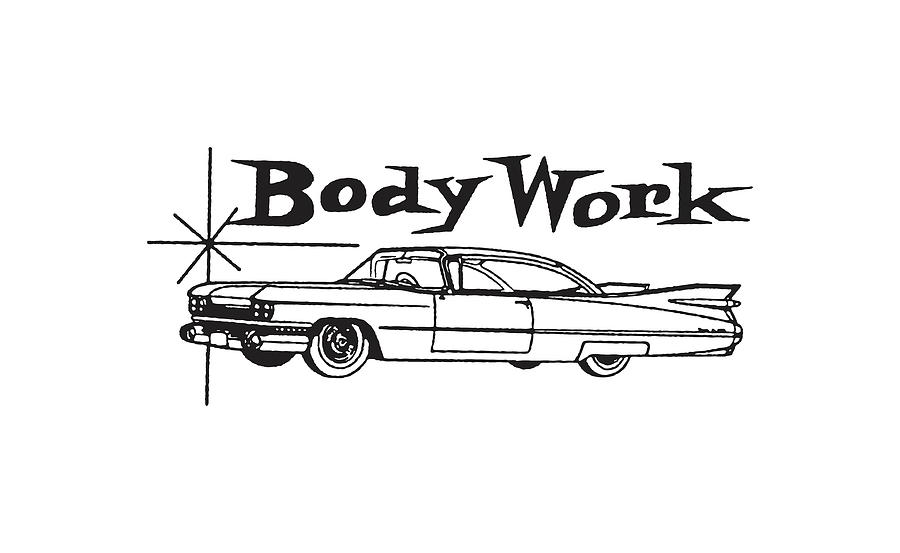 Black And White Drawing - Clean Car with the Words Body Work #1 by CSA Images