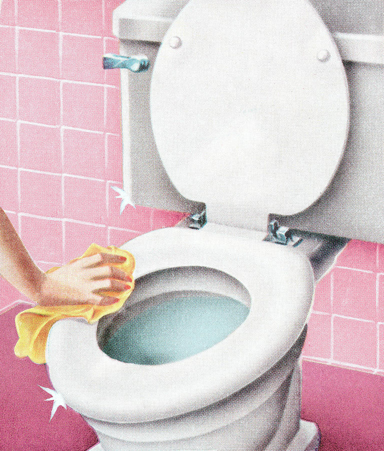 Bathroom Drawing - Cleaning the toilet #1 by CSA Images