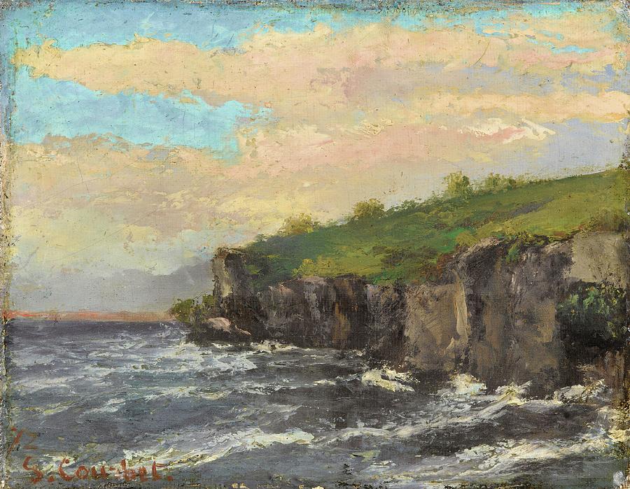 Seascape Painting - Cliff By The Water by Gustave Courbet