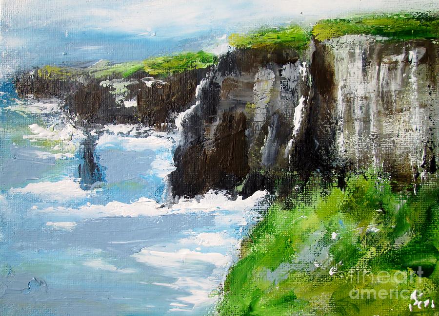 Cliffs of moher painting ireland Painting by Mary Cahalan Lee - aka PIXI
