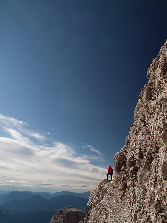 Climber Watching Mountain Range #1 Photograph by Buena Vista Images