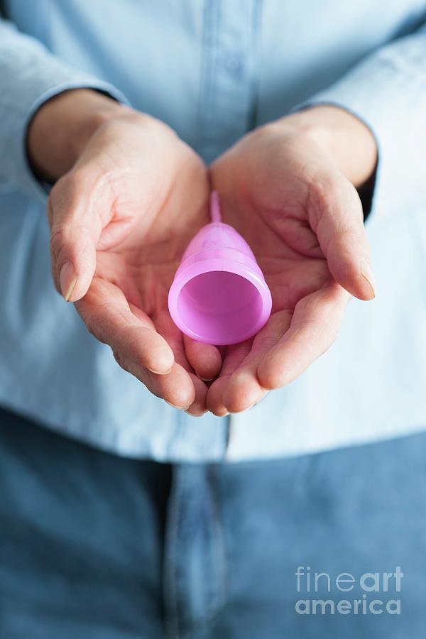 Close-up Of Hands Holding A Pink Menstrual Cup #1 Photograph by Cristina Pedrazzini/science Photo Library