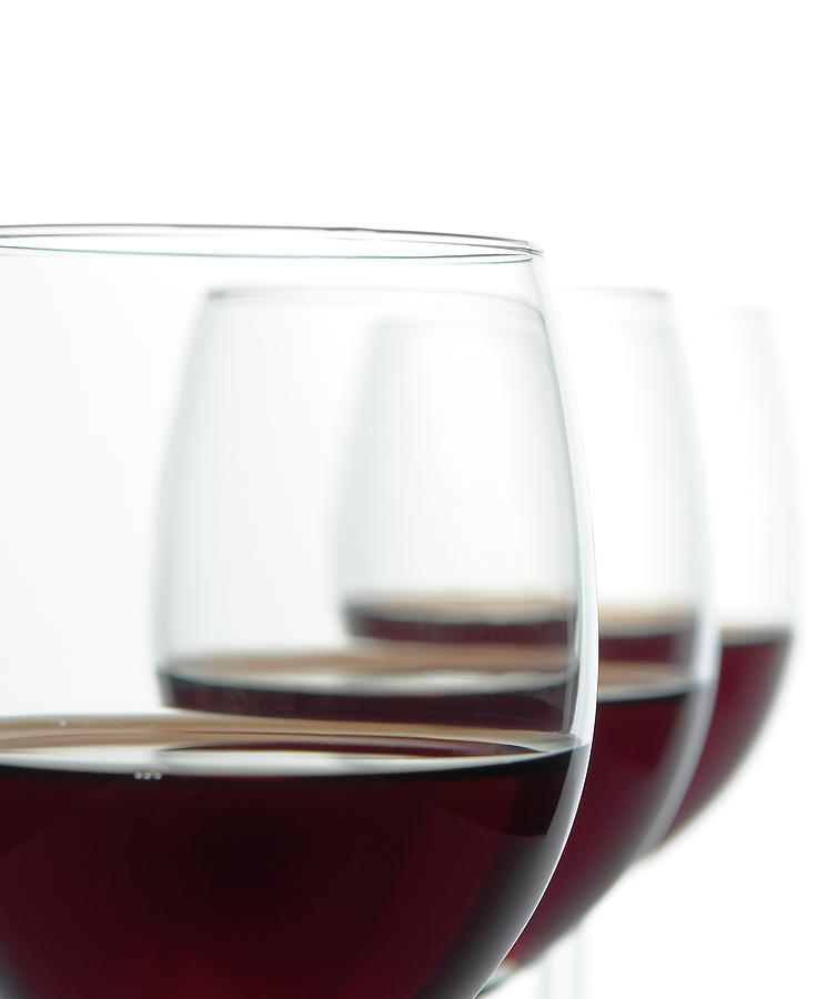 Close-up Of Three Red Wine Glasses #1 Photograph by Domin domin