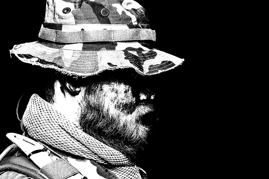 Close-up Portrait Of A Bearded Commando #1 Photograph by Oleg Zabielin