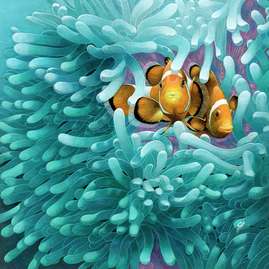 Clown Fish Painting - Clowns #1 by Durwood Coffey