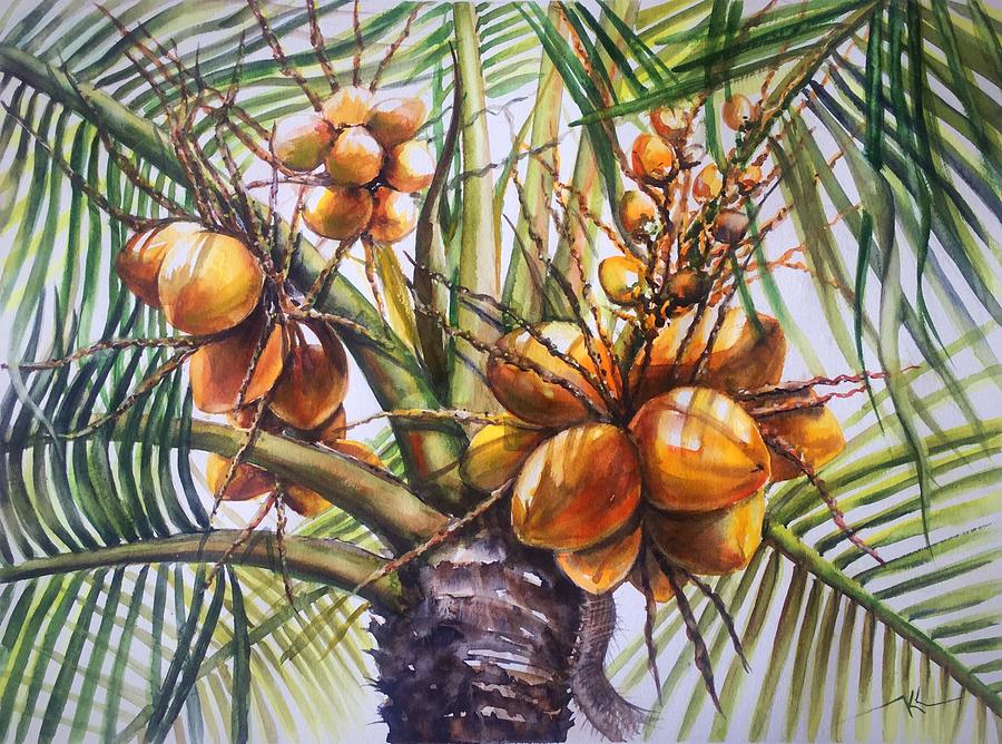 Coconut tree Painting by Katerina Kovatcheva