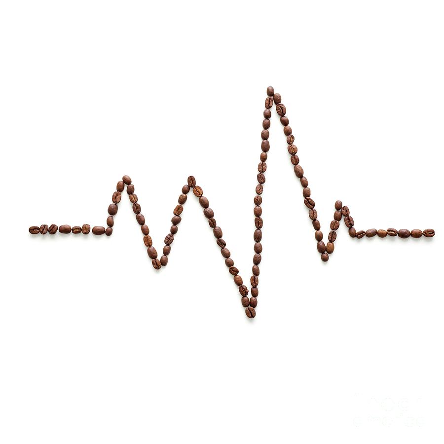 Coffee Photograph - Coffee Beans Making An Electrocardiogram Line #1 by Science Photo Library