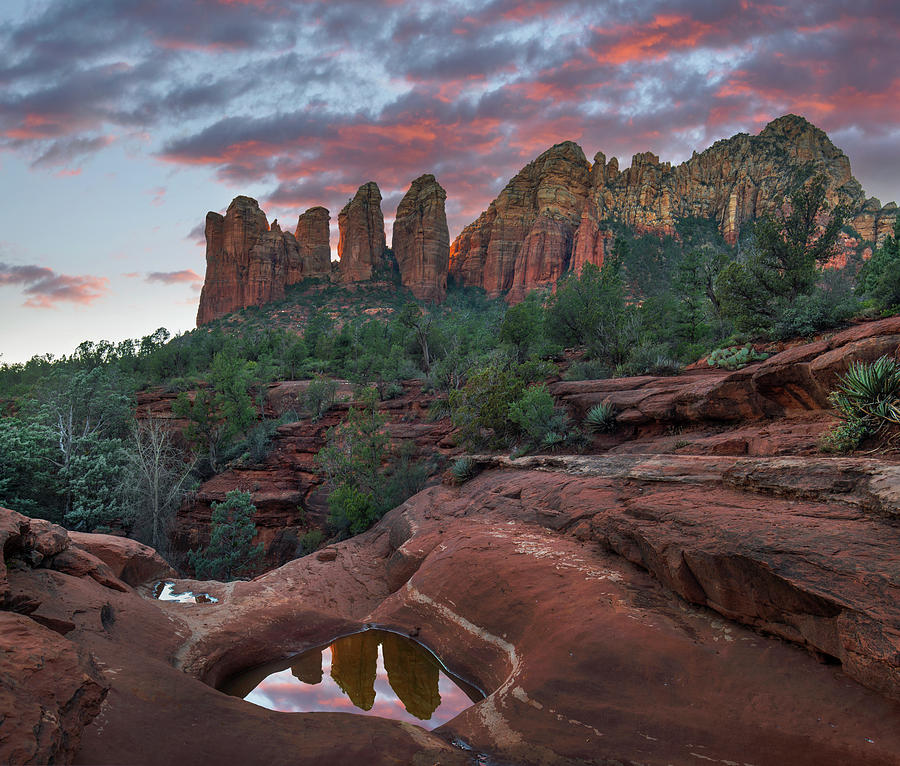 Coffee Pot Rock And The Seven Sacred Pools At Sunset Near Sedona, Arizona #1 Photograph by Tim Fitzharris