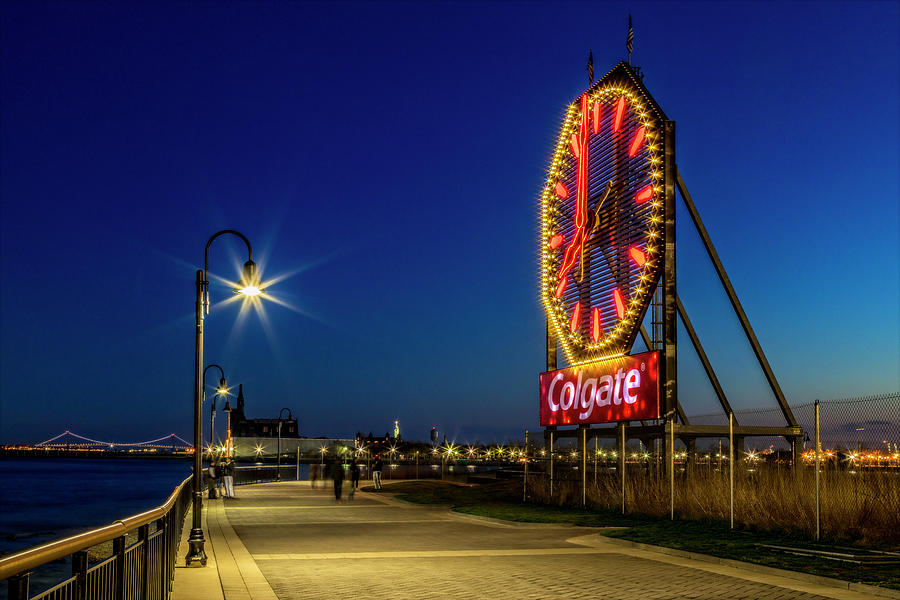 Jersey City Photograph - Illuminated Colgate Clock  by Susan Candelario