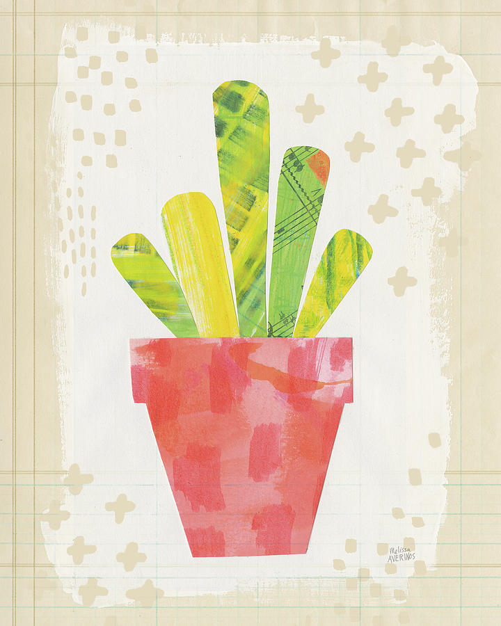 Beige Painting - Collage Cactus Vi On Graph Paper #1 by Melissa Averinos