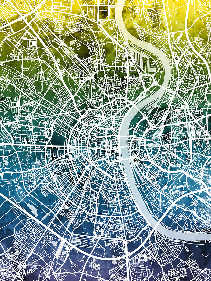 Cologne Germany City Map #1 Digital Art by Michael Tompsett