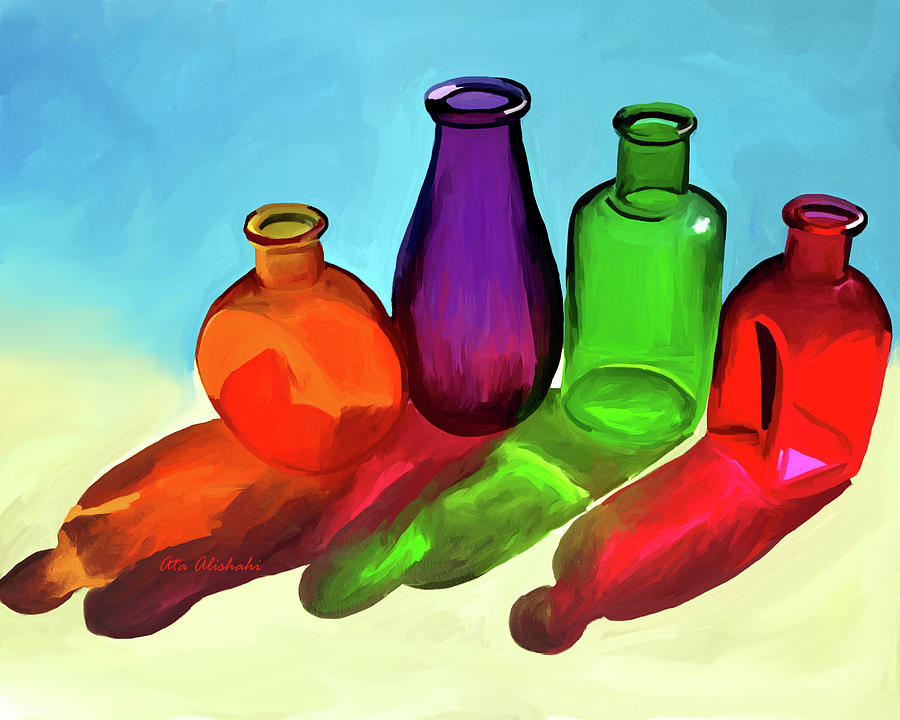 Bottle Mixed Media - Colorful Bottles #1 by Ata Alishahi