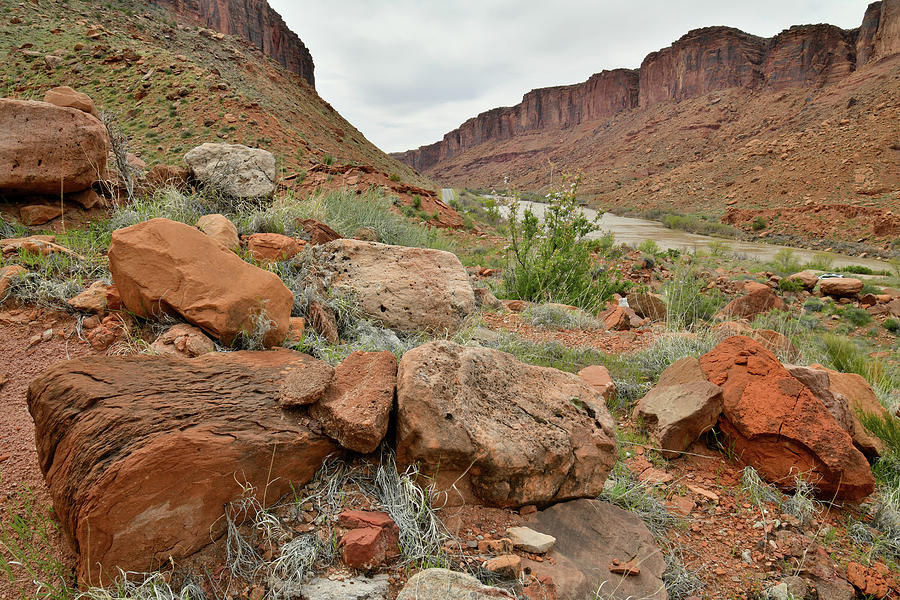 Colorful Boulders along Colorado River in Utah #1 Photograph by Ray Mathis
