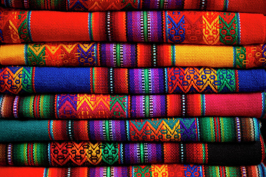 Blue Photograph - Colorful Cloth, Cusco, Peru #1 by David Wall