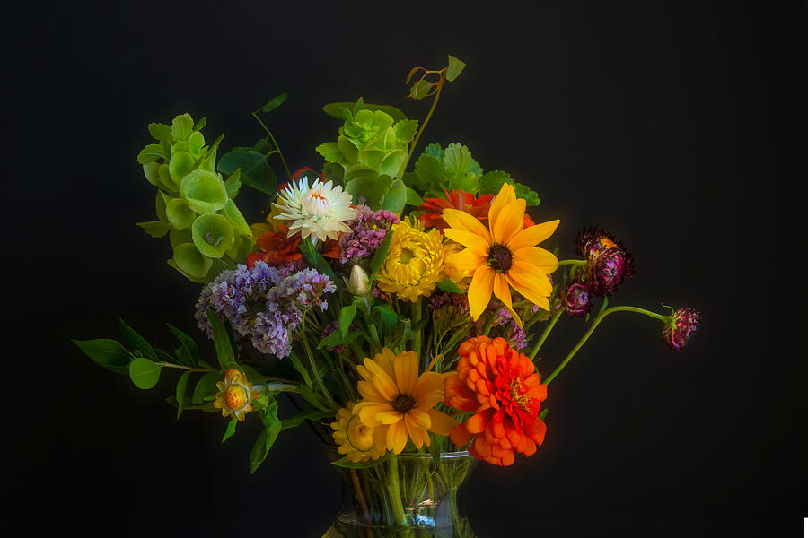 Colorful flower bouquet on black Photograph by Alessandra RC