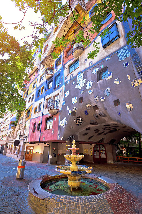 Colorful Hundertwasserhaus square architecture of Vienna view #1 Photograph by Brch Photography