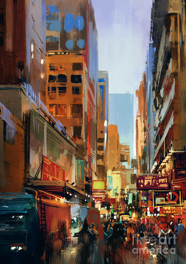 Colorful Painting Of City Digital Art by Tithi Luadthong - Fine Art America